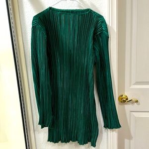 Green pleated mini dress